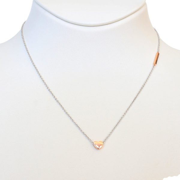 Esprit Necklace Silver ColorÂ Chain With Ip Ip RosegoldÂ Heart Pendant 925 Silver on Sale