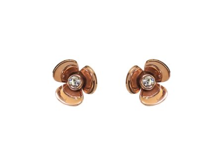 Esprit Earrings Ip Rosegold & Flower Design With Stone Sale