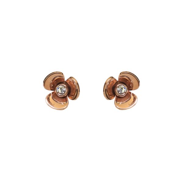 Esprit Earrings Ip Rosegold & Flower Design With Stone Sale