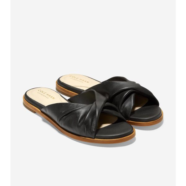 Cole Haan Alyx Slide Sandal Black Leather Hot on Sale