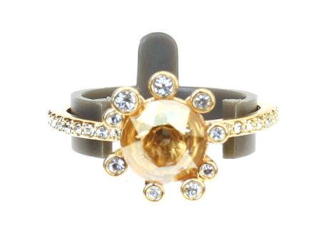 Swarovski Olive Round Ring Gold Tone Size 55 Sale