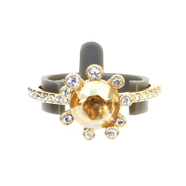 Swarovski Olive Round Ring Gold Tone Size 55 Sale