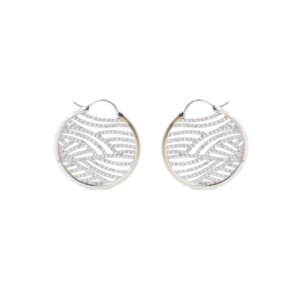 Esprit Earrings Silver Color Round Style With Stone Discount