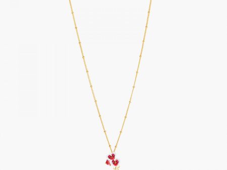 Les Nereides Orchid, Butterfly And Pink Stone Pendant Necklace Online