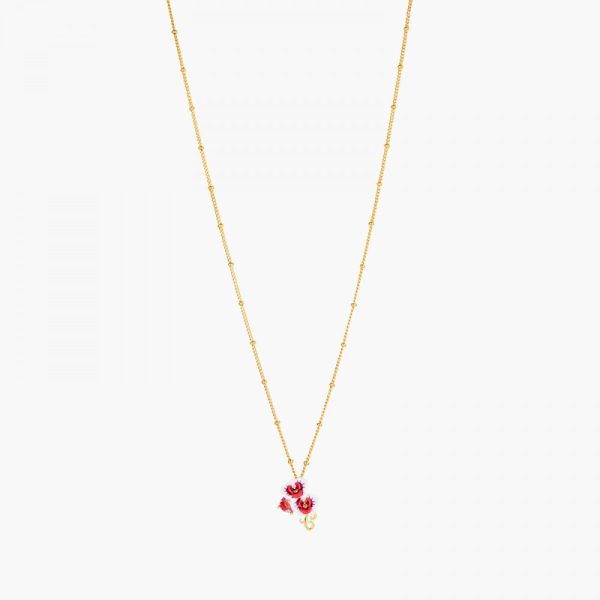 Les Nereides Orchid, Butterfly And Pink Stone Pendant Necklace Online