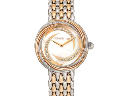 Cerruti Ladies Watch Stainless Steel   Rose Gold Plated Case With White Mother Of Pearl Dial & Rose Gold Plated Bracelet Supply