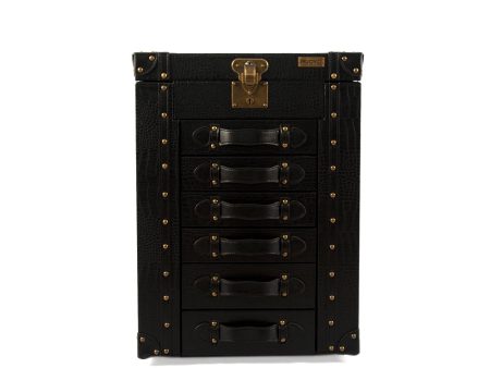 Artisan Jewellery Armoire Matt Black Croco Black leather Sale