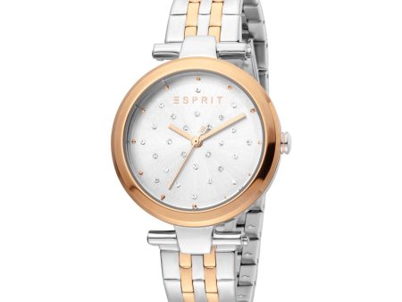 Esprit Ladies Two Tone Watch Silver Color Â Dial With Stone on Sale