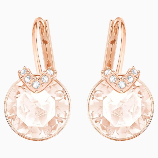 Swarovski Bella V Pierced Earrings Pink, Rose-Gold Tone Plated For Cheap