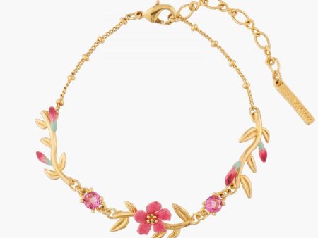 Les Nereides Pink Oleander Flowers And Buds Chain Bracelet Fashion