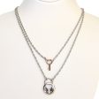 Esprit Necklace Silver Color Double Chain Long With Round Key Pendant Hot on Sale