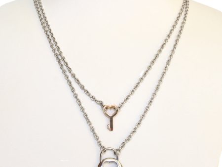 Esprit Necklace Silver Color Double Chain Long With Round Key Pendant Hot on Sale