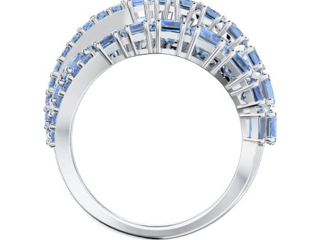 Swarovski Twist Wrap Ring Blue, Rhodium Plated For Cheap