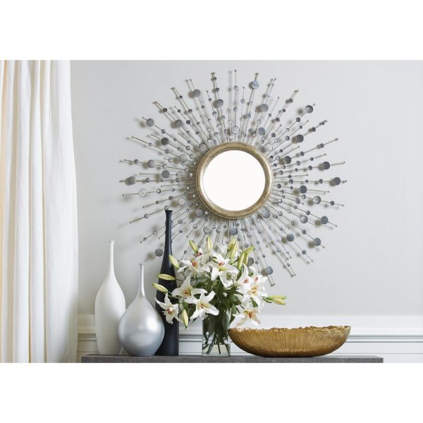 Ethan Allen Silver Toned Soleil Mirror 123X123 cm Supply