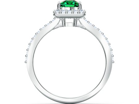 Swarovski Angelic Rectangular Ring Green, Rhodium Plated Online now