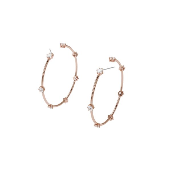 Swarovski Constella Hoop Earrings White, Rose-Gold Tone Plated Cheap