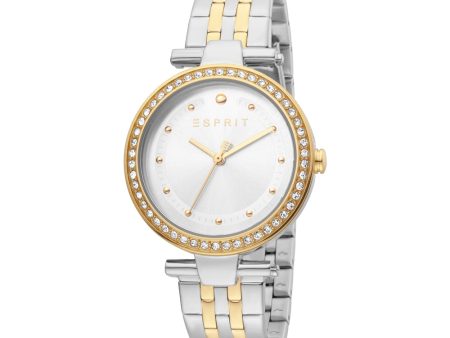 Esprit Ladies Two Tone Watch With Silver  Dial & Stone For Discount