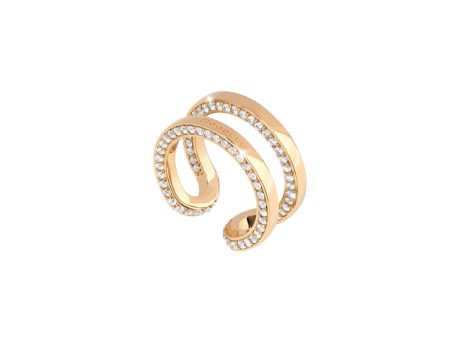 Rebecca Stockholm Ladies Ring Gold Stainless Steel With Zirconia Stones Hot on Sale