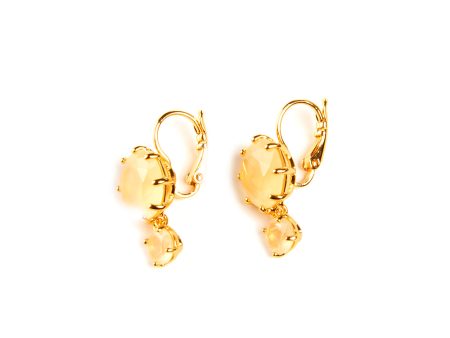 Les Nereides Round Double Citrine Stone Dormeuse Earrings Hot on Sale