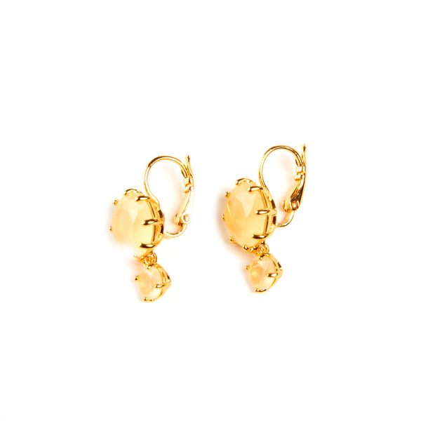 Les Nereides Round Double Citrine Stone Dormeuse Earrings Hot on Sale