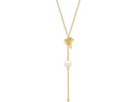 Aigner Necklace Gold Plated Bon Voyage With Pearl & A Logo Pendant Design Fashion