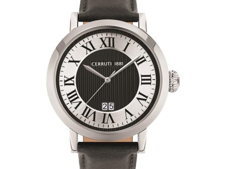 Cerruti Men s Watch Stainless Steel Case WithÂ Black Dial & Black Leather Strap on Sale