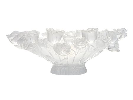 Cristal De Paris Fruit Bowl Bouquet De Roses Purple Frosted 30 Cm Cheap