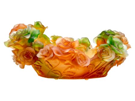 Cristal De Paris Bowl La Danse Des Roses Amber. Green. H 11. 30 Cm on Sale