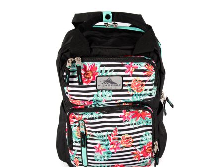 High Sierra Mindie Backpack Tropical Stripe Black Aquamarine on Sale