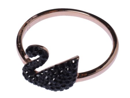 Swarovski Iconic Swan Ring Black Rose Gold Tone Size 60 For Discount