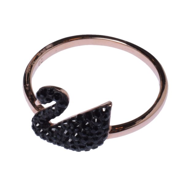 Swarovski Iconic Swan Ring Black Rose Gold Tone Size 60 For Discount