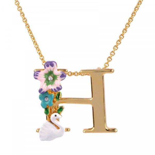 Les Nereides Blossoming Alphabet Necklace Letter H Supply