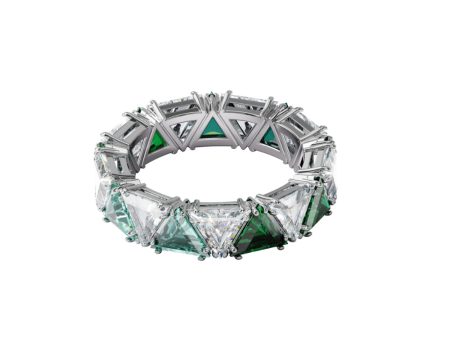 Swarovski Millenia Cocktail Ring Triangle Cut Crystals, Green, Rhodium Plated Discount