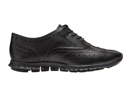 Cole Haan ZERØGRAND Wingtip Oxford Black Leather Hot on Sale