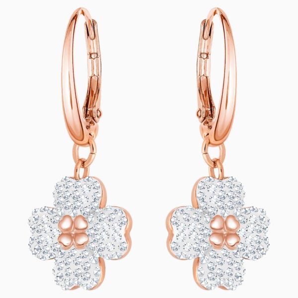 Swarovski Latisha Pierced Earrings White Rose-Gold Tone One Size Online now