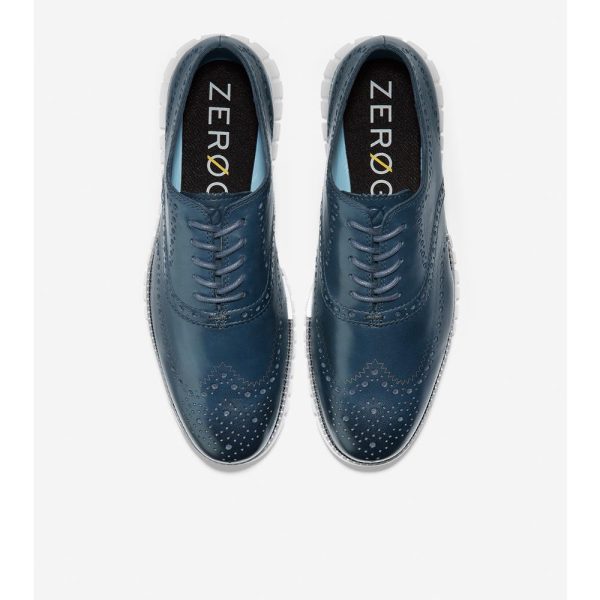 Cole Haan ZERØGRAND Wingtip Oxford Deep Navy Leather Online Sale