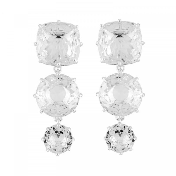 Les Nereides 3 Silver Crystal Stones Earrings Discount