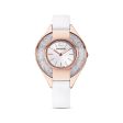 Swarovski Crystalline Sporty Watch Leather Strap, White, Rose-Gold Tone Pvd Online Sale