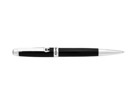 Aigner Pen Stainless Steel With Black Lacquer Upper & Lower A Logo Clip For Cheap