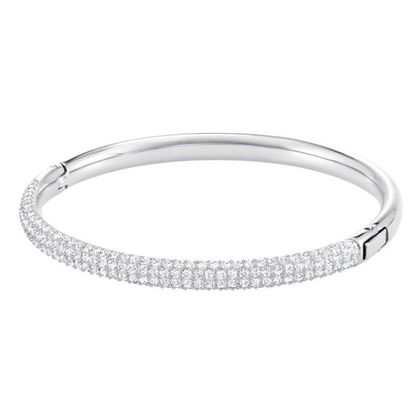 Swarovski Stone Bangle White, Rhodium Plated Online now