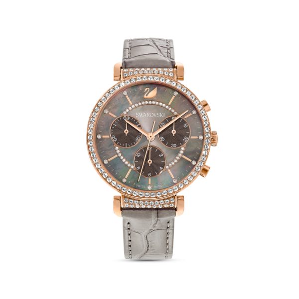 Swarovski Passage Chrono Watch Leather Strap,  Pvd Supply