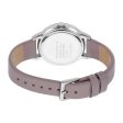 Esprit Ladies Watch Peach Strap Leather Silver Color Case With Stone White Dial Online Hot Sale