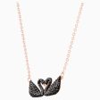 Swarovski Iconic Swan Necklace Black Rose-Gold Tone One Size Fashion