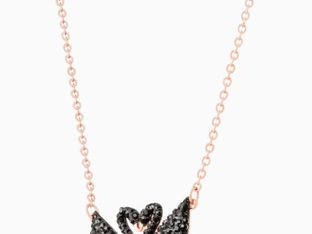 Swarovski Iconic Swan Necklace Black Rose-Gold Tone One Size Fashion