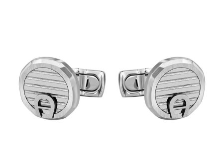 Aigner Cufflink Stainless Steel Lines With A Logo Bottom & Aignerner Writing Mid Sale