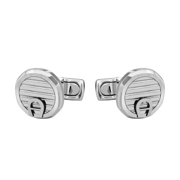 Aigner Cufflink Stainless Steel Lines With A Logo Bottom & Aignerner Writing Mid Sale