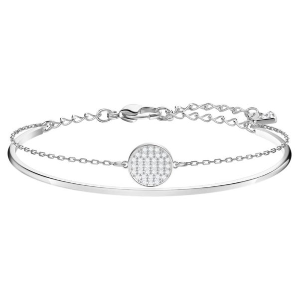 Swarovski Ginger Bangle White, Rhodium Plated For Cheap