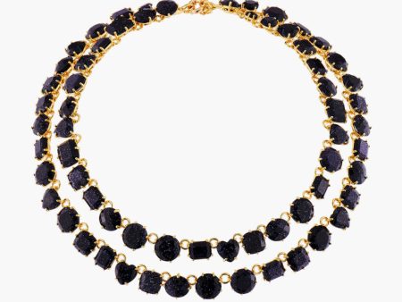 Les Nereides Deep Sparkling Blue Two Row La Diamantine Luxurious Necklace Online Hot Sale