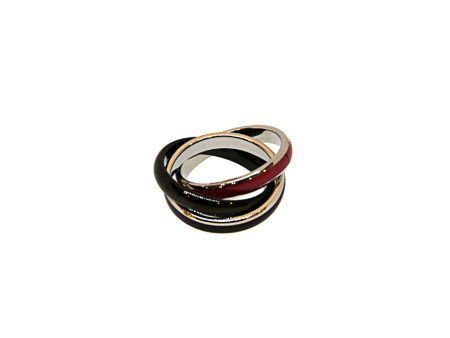 Esprit Stainless Steel RingÃ¢Â 3Pcs Silver Black & Maroon Size 9 Online Hot Sale