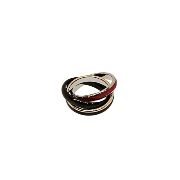 Esprit Stainless Steel RingÃ¢Â 3Pcs Silver Black & Maroon Size 9 Online Hot Sale